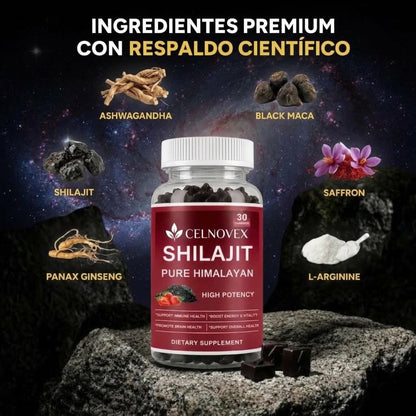 Gominolas de Shilajit del Himalaya Celnovex — Energía, Vitalidad y Enfoque Diario