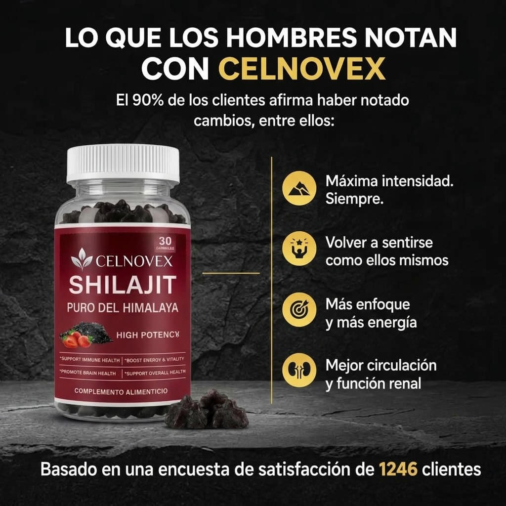 Gominolas de Shilajit del Himalaya Celnovex — Energía, Vitalidad y Enfoque Diario
