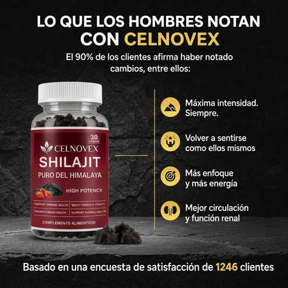 Gominolas de Shilajit del Himalaya Celnovex — Energía, Vitalidad y Enfoque Diario