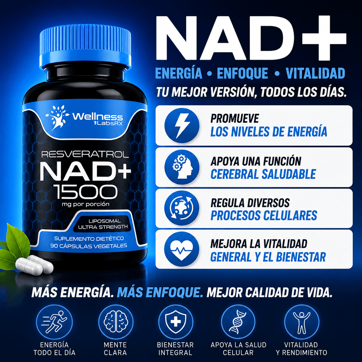NAD+ Resveratrol — Recupera tu Energía, Vitalidad y Juventud