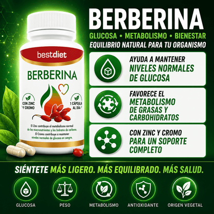 Berberina — Ayuda a Regular la Glucosa, Controlar el Apetito y Favorecer un Peso Saludable
