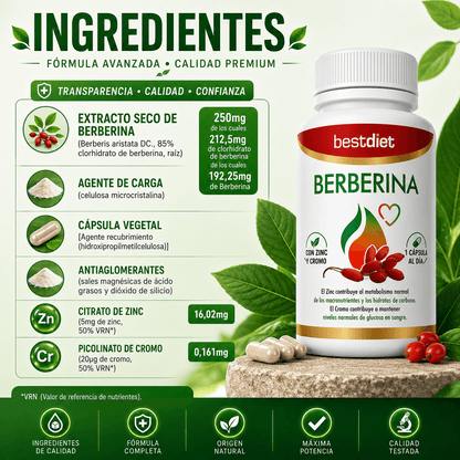 Berberina — Ayuda a Regular la Glucosa, Controlar el Apetito y Favorecer un Peso Saludable
