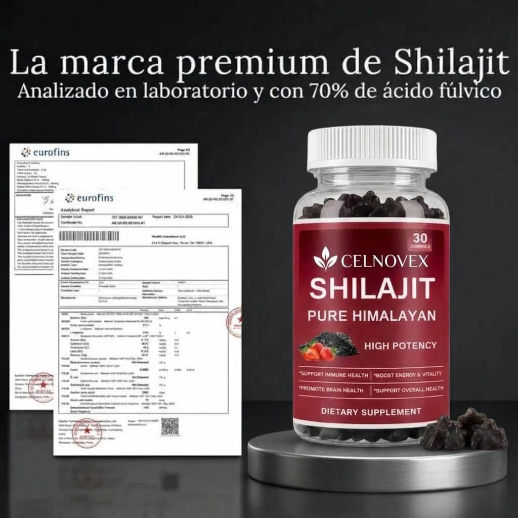 Gominolas de Shilajit del Himalaya Celnovex — Energía, Vitalidad y Enfoque Diario