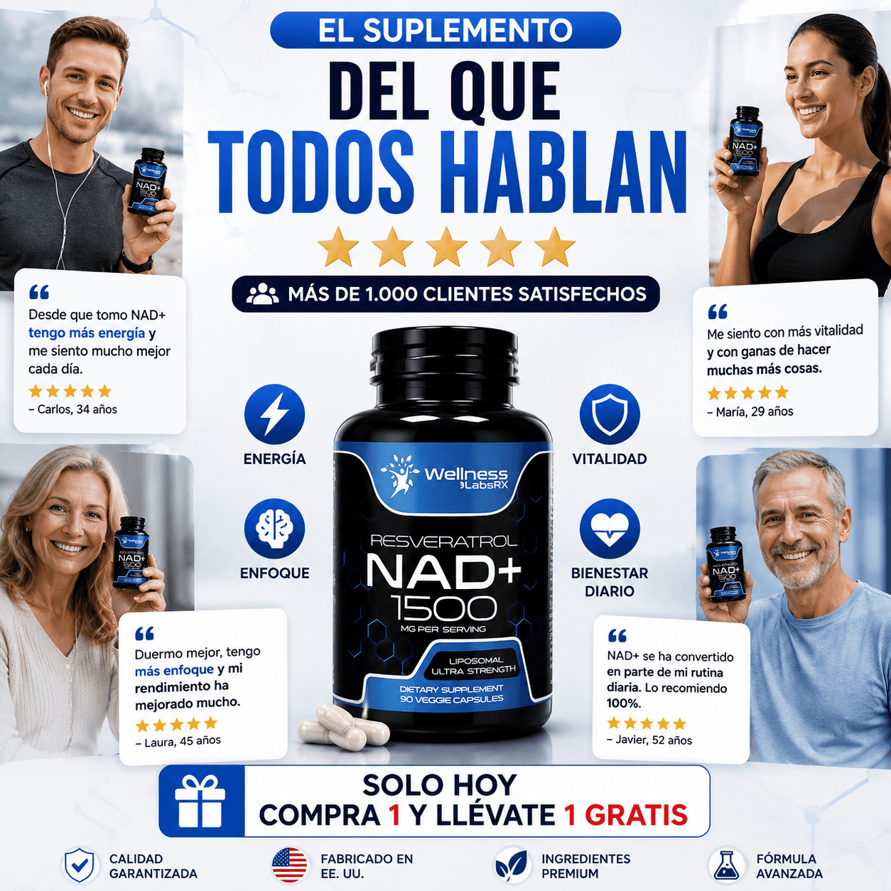 NAD+ Resveratrol — Recupera tu Energía, Vitalidad y Juventud