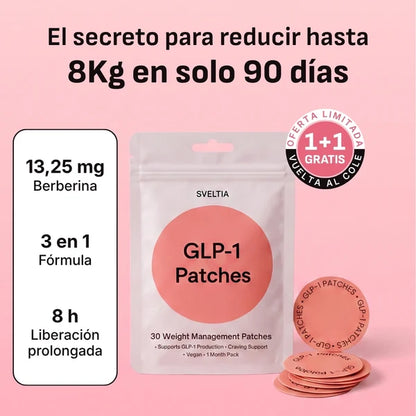 Parches GLP-1 de berberina 3 en 1 - Reduce hasta 8kg en 90 días sin pastillas.